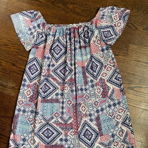 NO COMMENT Drop Shoulder Top/DRESS/ Tunic Pullover Blouse/DRESS Geometric PRINT - Picture 2 of 6